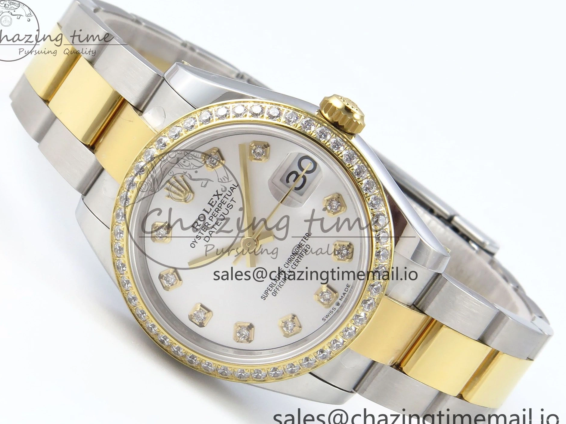 Rolex copies cheap SS 402 ETA YG Bracelet Steel 904L 1:1 ARF Silver OdorResistant 278383RBR Best DateJust Bezel Dial Diamonds 31 on Oyster Edition Diamonds 1103